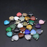 12pcs Natural Stone Hearts Pendant Amethyst Pink Crystal Charms DIY Jewelry