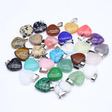 12pcs Natural Stone Hearts Pendant Amethyst Pink Crystal Charms DIY Jewelry