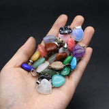 12pcs Natural Stone Hearts Pendant Amethyst Pink Crystal Charms DIY Jewelry