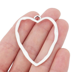 10 Tibetan Silver Hollow Heart Charms for DIY Jewelry Making 51x40