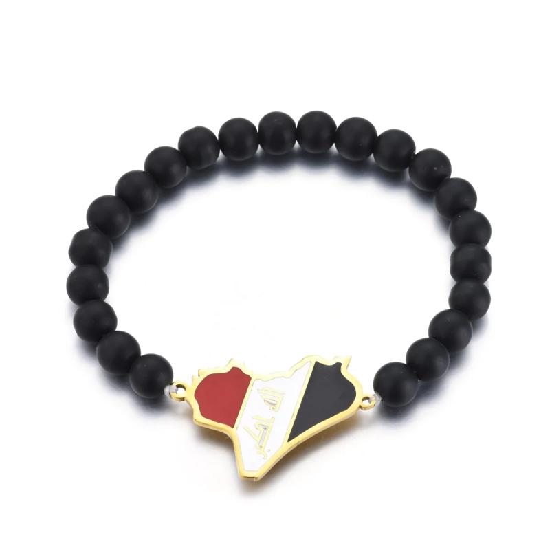 Iraq Syria Flag Beads Bracelet - Iraqi Syrians Jewelry