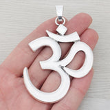 3 x Tibetan Silver Large OM AUM Yoga Symbol Charms Pendants