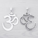 3 x Tibetan Silver Large OM AUM Yoga Symbol Charms Pendants