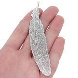 5pcs Tibetan Silver Feather Charms Pendants for Jewelry Making 105x22mm