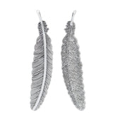 5pcs Tibetan Silver Feather Charms Pendants for Jewelry Making 105x22mm