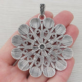 Tibetan Silver Round Boho Spiral Flower Necklace Charms Pendants 60x60mm