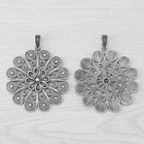 Tibetan Silver Round Boho Spiral Flower Necklace Charms Pendants 60x60mm