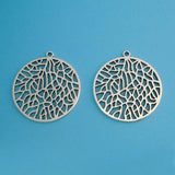 5 x Tibetan Silver Large Hollow Filigree Round Charms Pendants 35x35mm