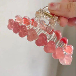 Sweet Heart Clip Back Computer Spoon Women Pink Hair Clip Headwear