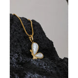 Butterfly Pendant Necklace with Natural Shell Inlay