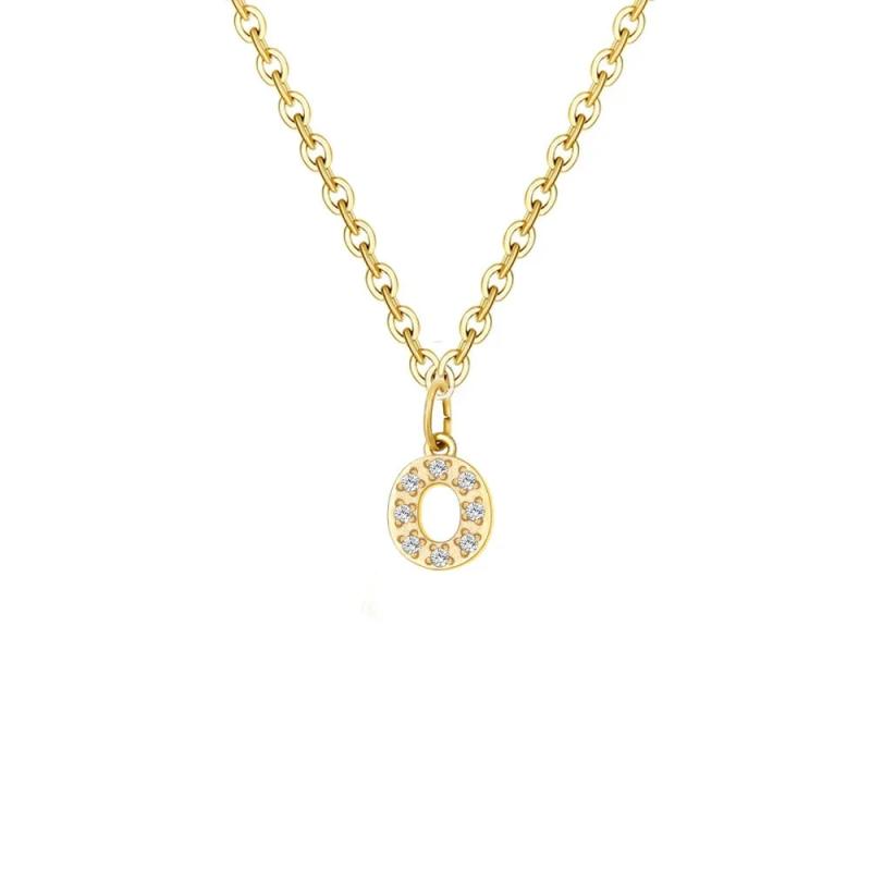 Stainless Steel zircon Necklace with lucky Numbers Pendant