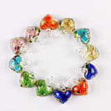 6Pcs Heart Flower Charm Glass Pendant Beads for Earring Necklace