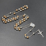 6mm Prayer Chain Rosary Beads Necklace with Cross Charm