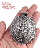 2Pcs Tibetan Silver Large Boho Flower Medallion Circles Charms Pendants