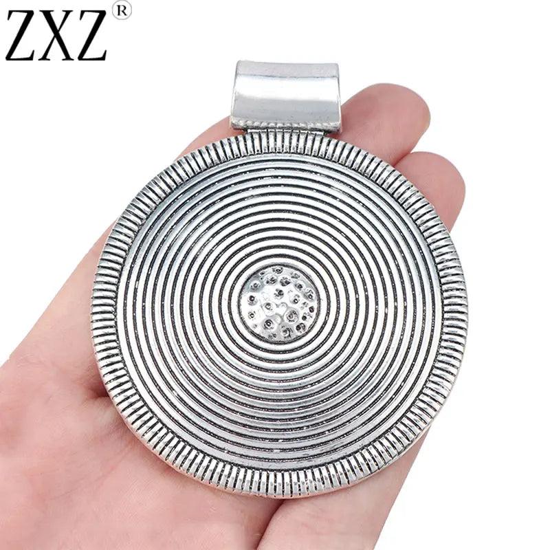 2pcs Tribal Spiral Round Charms Pendant for Necklace Making 82x68mm