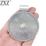 2pcs Tribal Spiral Round Charms Pendant for Necklace Making 82x68mm