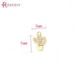 4PCS 7x9MM 24K Brass Cactus Shape Charms Pendants