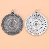 2pcs Tibetan Silver Large Flower Medallion Charms Pendants 64x64mm
