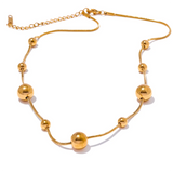 Stainless Steel Round Beads Chain Necklace 18K PVD Plated