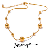Stainless Steel Round Beads Chain Necklace 18K PVD Plated