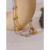 Stainless Steel Round Beads Chain Necklace 18K PVD Plated