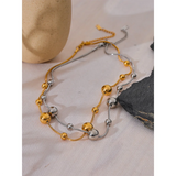 Stainless Steel Round Beads Chain Necklace 18K PVD Plated