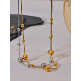 Stainless Steel Round Beads Chain Necklace 18K PVD Plated