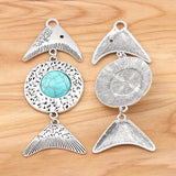 2pcs Fish Bone & Faux Stone Charms Pendants for DIY Necklace Jewelry 94x36mm