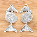 2pcs Fish Bone & Faux Stone Charms Pendants for DIY Necklace Jewelry 94x36mm