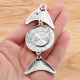 2pcs Fish Bone & Faux Stone Charms Pendants for DIY Necklace Jewelry 94x36mm