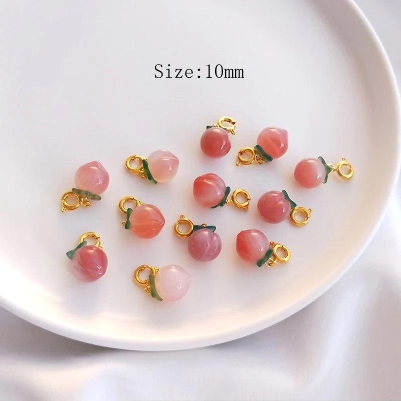 Agate Peach Pendant Earrings Charms Plated for Jewelry Making DIY