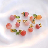 Agate Peach Pendant Earrings Charms Plated for Jewelry Making DIY