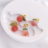 Agate Peach Pendant Earrings Charms Plated for Jewelry Making DIY