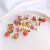 Agate Peach Pendant Earrings Charms Plated for Jewelry Making DIY