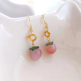 Agate Peach Pendant Earrings Charms Plated for Jewelry Making DIY