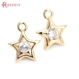 18K Brass Zircon Charms Pendants for DIY Jewelry Making