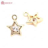 18K Brass Zircon Charms Pendants for DIY Jewelry Making