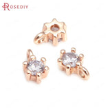 10PCS 3x6.5MM 24K Brass Zircon Charms Pendants DIY