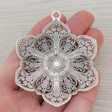2 x Tibetan Silver Filigree Flower Charms Pendants 13x18mm