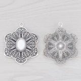 2 x Tibetan Silver Filigree Flower Charms Pendants 13x18mm