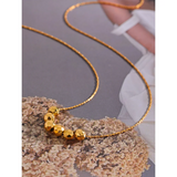 Stainless Steel Beads Chain Collar Necklace Tarnish Daily Jewelry