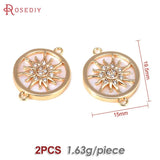 18K Brass Zircon Shell Sun Charms Pendants for Jewelry Making