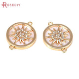 18K Brass Zircon Shell Sun Charms Pendants for Jewelry Making