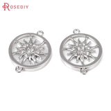 18K Brass Zircon Shell Sun Charms Pendants for Jewelry Making