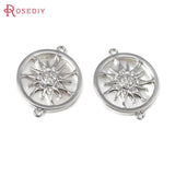 18K Brass Zircon Shell Sun Charms Pendants for Jewelry Making