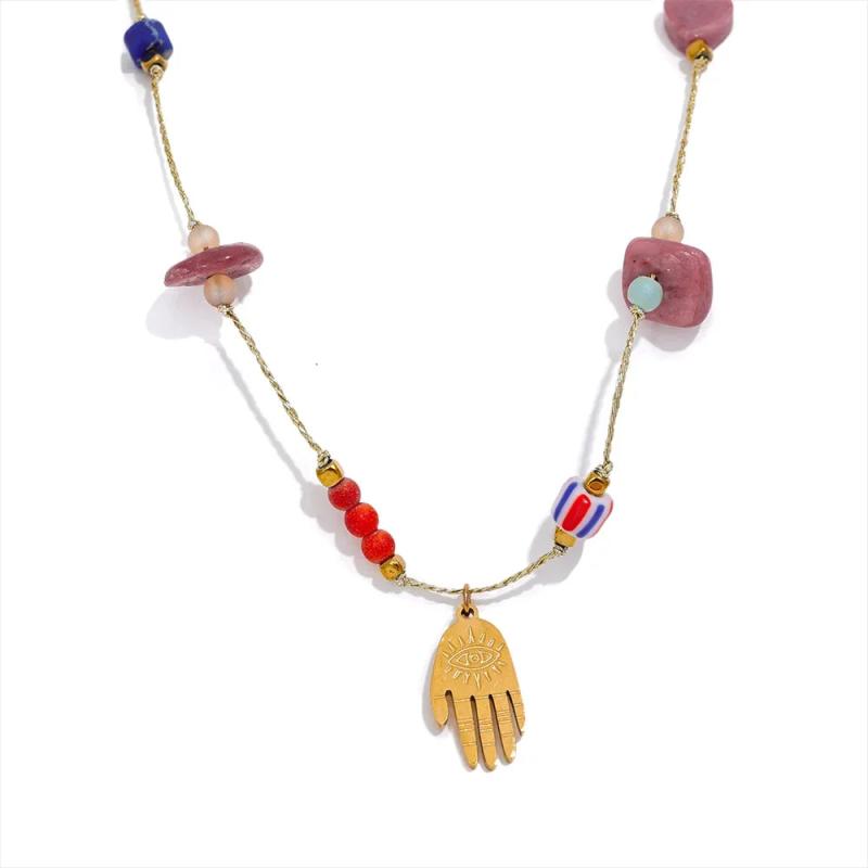 Vintage Tribal Stone Beads Necklace for Women