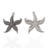 Tibetan Silver Starfish Charms Pendants for DIY Jewelry Making 48x43mm