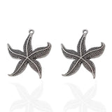 Tibetan Silver Starfish Charms Pendants for DIY Jewelry Making 48x43mm