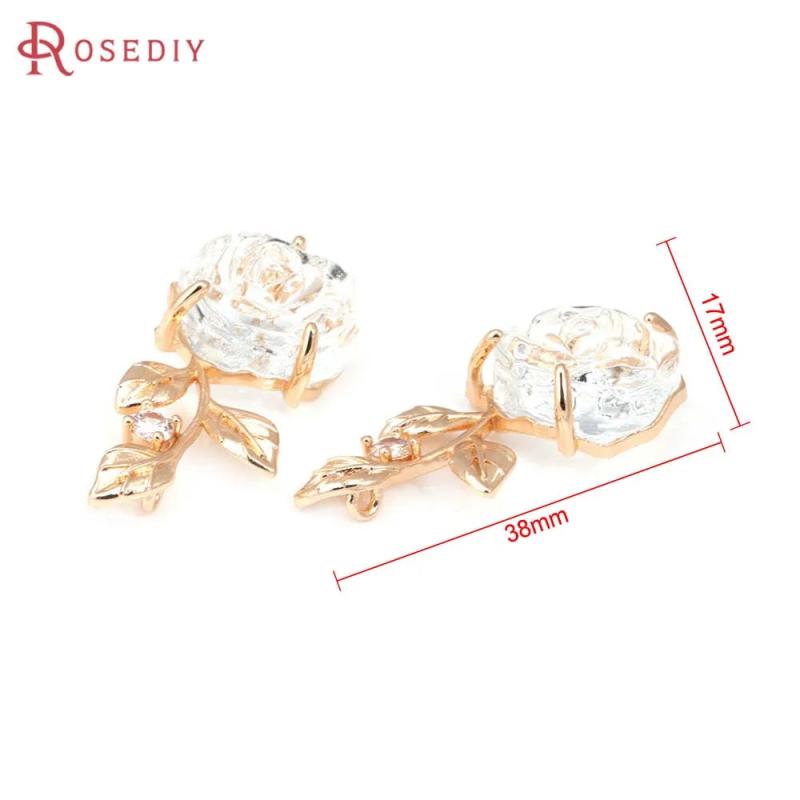 Champagne Brass Zircon Flower Charms Pendants Jewelry Making Findings