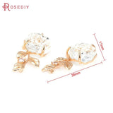 Champagne Brass Zircon Flower Charms Pendants Jewelry Making Findings